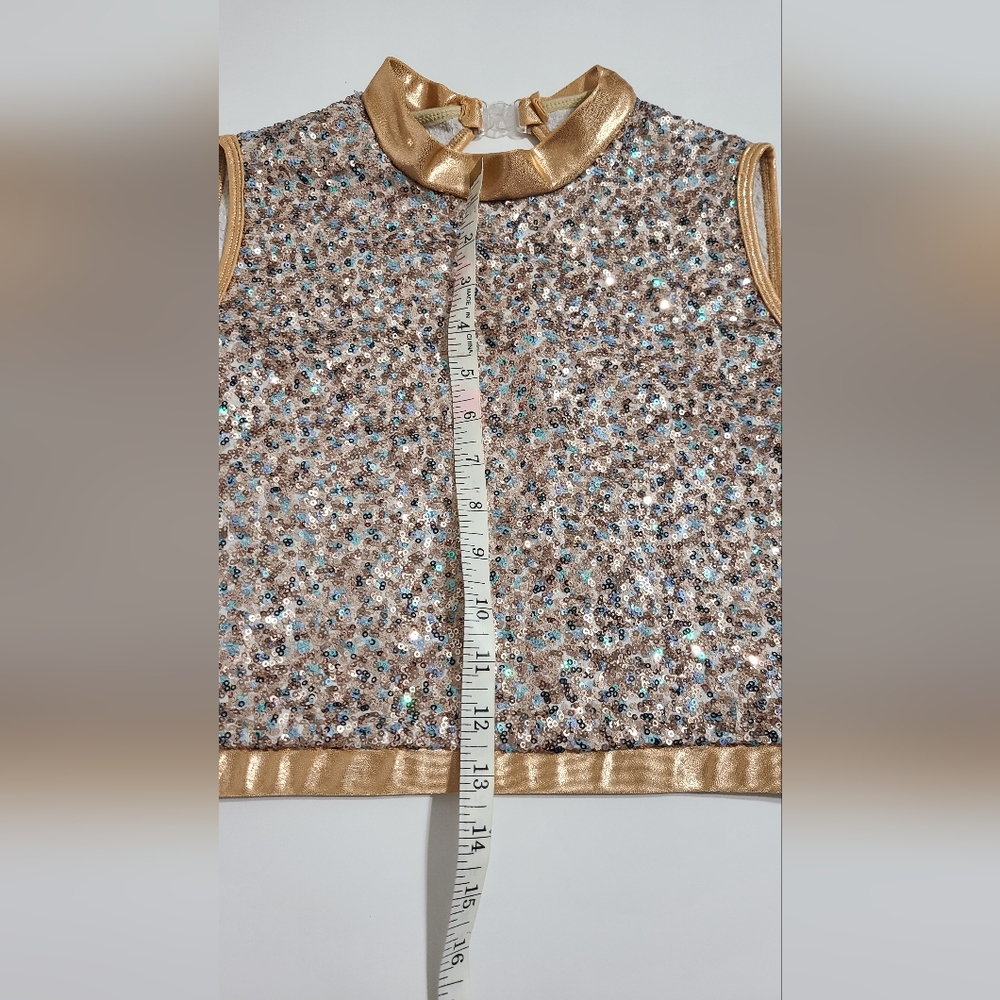Sequin golden trim dance costume crop top - Picture 8 of 10